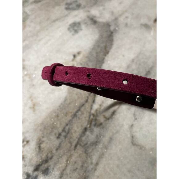 White House Black Market Belt Silver Bow Pink Patent Leather Belt Size XS 111459 - Picture 2 of 7